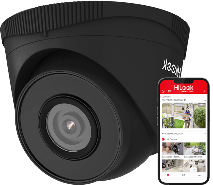 IPC-T250H BLACK - Kamera kopułkowa IP 5Mpx, 2.8mm, IR30m, PoE - Hilook by Hikvision | IPC-T250H BLACK