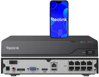 RP-PN8-NHD - Rejestrator IP NVR 12-kanałowy, 8x PoE, do 16MPx, HDMI 4K, 32TB, AI - Reolink | 6978285031917