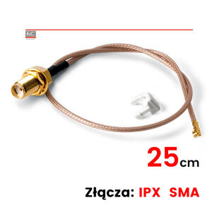 IPX-SMA - Przejściówka łącząca złącze IPX modułów GSM/GPRS ze złączem SMA anten GSM, 25cm - SATEL | IPX-SMA