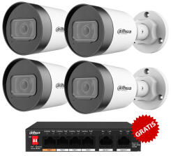 IPC-HFW1530S-0280B-S6 x 4 - Zestaw kamer IP 5Mpx + Switch PoE Gratis - DAHUA | 4x IPC-HFW1530S-0280B-S