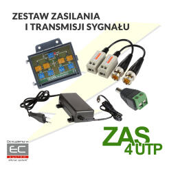 ZAS4UTP - Zestaw zasilania i transmisji do 4 kamer CCTV po skrętce UTP | ZAS4UTP