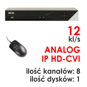 BCS-CVR0801A-III - Rejestrator 8 kanałowy 1080P HDCVI / ANALOG z opcją hybrydy IP - BCS