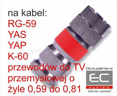 Wtyk kompresyjny / złącze typ F na kabel RG59 - PCT
