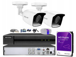 Zestaw do monitoringu TurboHD, 2 kamery 5Mpx, rejestrator 4ch - HiLook by Hikvision | TVICAM-B5M + DVR-4CH-4MP