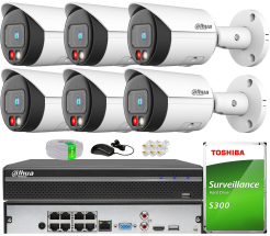 Zestaw do Monitoringu IP 8Mpx, 6 Kamer IPC-HFW2849S-S-IL-0280B, Dual Light, PoE - DAHUA | IPC-HFW2849S-S-IL-0280B(X6) POE KIT