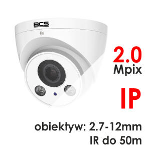 BCS-DMIP2200AIR-M - Kamera kopułkowa 2.0 Mpix IP 2.7-12mm IR 50m wbudowany mikrofon - BCS