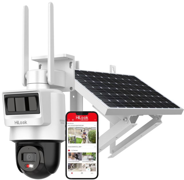 PTZ-N2C400I-K/4G/C05S10 - Kamera obrotowa 4Mpx LTE/4G z zasilaniem Solarnym, 2.8mm, Hybrid Light, Radar PIR+MW, Audio - Hilook by Hikvision | 5906667306200
