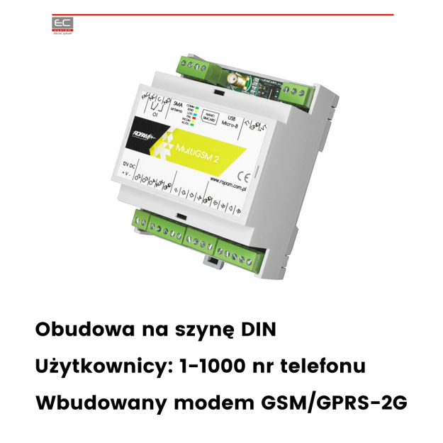 MultiGSM-D4M 2 -  Moduł powiadomienia i sterowania GSM, moduł alarmowy, terminal GSM  z obudową na szynę DIN - ROPAM | MultiGSM-D4M 2