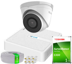 Zestaw do Monitoringu IP Full HD, 1 Kamera IPCAM-T2 IR30m, Rejestrator 4ch PoE - HiLook by Hikvision | 1x IPCAM-T2- + NVR-4CH-H/4P