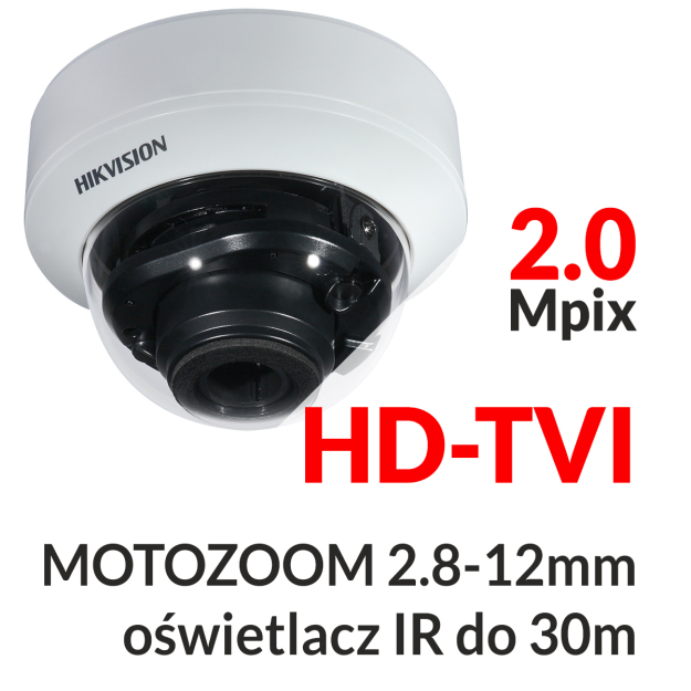 DS-2CE56D7T-AITZ - Kamera kopułkowa 2.0 Mpix HD-TVI MOTOZOOM 2.8-12mm IR 30m WDR - HIKVISION | DS-2CE56D7T-AITZ