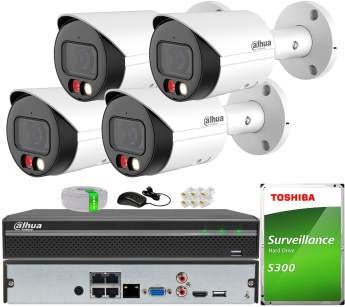 Zestaw do Monitoringu IP 8Mpx, 4 Kamery IPC-HFW2849S-S-IL-0280B, Dual Light, PoE - DAHUA | IPC-HFW2849S-S-IL-0280B(X4) POE KIT