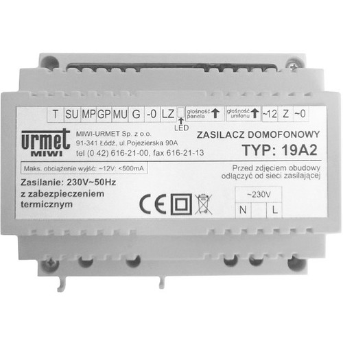19A2 - Zasilacz domofonowy - Miwi-Urmet | 5903878053992