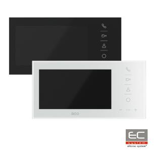 GLASS-PRO-7 WH/BK - Wideomonitor cyfrowy, głośnomówiący ze szklanym frontem i kolorowym wyświetlaczem 7'' - ACO | GLASS-PRO-7 WH/BK