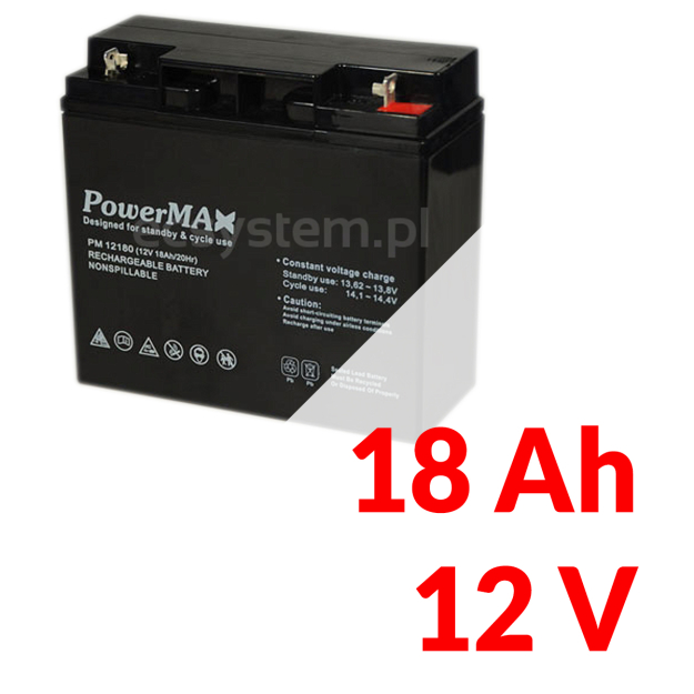 PM 12180 - Akumulator PowerMAX 18Ah 12V - MaxBat | PM 12180