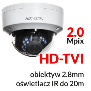 DS-2CE56D1T-VPIR - Kamera kopułkowa 2.0 Mpix HD-TVI 2.8mm IR 20m - HIKVISION | DS-2CE56D1T-VPIR