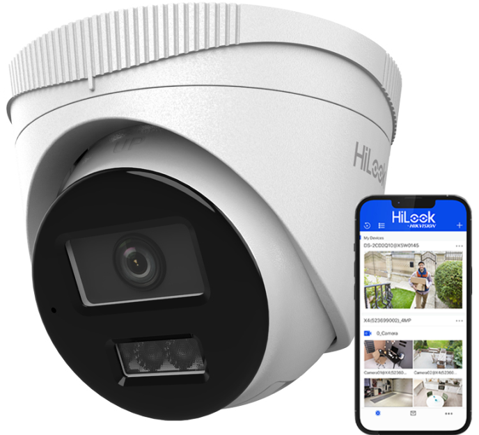 IPCAM-T4-30DL - Kamera kopułkowa IP 4Mpx, 2.8mm, Mikrofon, Smart Hybrid Light, MD2.0 - Hilook by Hikvision | IPCAM-T4-30DL