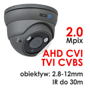 BCS-DMQ4200IR3 - Kamera kopułkowa 2.0 Mpx, 2.8-12mm IR30m, 4w1 - BCS | BCS-DMQ4200IR3
