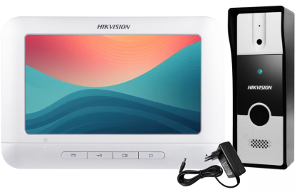 DS-KIS202T - Wideodomofon 4-żyłowy, 1-lokatorski, 7" LCD, FHD - Hikvision | 6931847130664