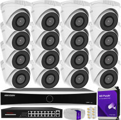 Zestaw do monitoringu IP 5Mpx, 16 Kamer IPC-T250H, PoE, IR30m - HiLook by Hikvision | IPC-T250H(x16) POE KIT