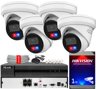 Zestaw do Monitoringu IP 6Mpx, 4 Kamery IPC-T260HAP-LUF/SL Smart Hybrid Light, PoE - HiLook by Hikvision | IPC-T260HAP-LUF/SL(x3) POE KIT