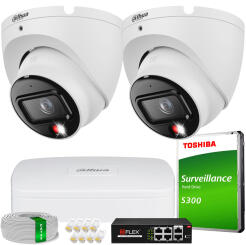 Zestaw do Monitoringu IP 6Mpx, 2 Kamery IPC-HDW1639T-A-IL, Dual Light, PoE - DAHUA | IPC-HDW1639T-A-IL(X2) POE KIT
