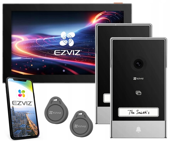 HP7 2-ENTRY - Wideodomofon IP 2-żyłowy, WiFi , 2x stacja bramowa z czytnikiem - EZVIZ | 6941545637174