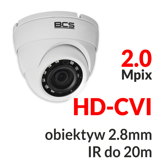 BCS-DMQ1200IR-E - Kamera kopułkowa 2.0 Mpix, 4w1, 2.8mm ,IR20m - BCS | BCS-DMQ1200IR-E