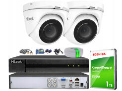 Zestaw do monitoringu TurboHD, 2 kamery 2Mpx, rejestrator 4ch - HiLook by Hikvision | TVICAM-T2M + DVR-4CH-4MP