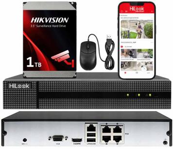 NVR-104MH-D/4P-1TB - Rejestrator IP 4-kanałowy z dyskiem 1TB, 4x PoE, do 4Mpx, H.265 - Hilook by Hikvision | NVR-104MH-D/4P-1TB