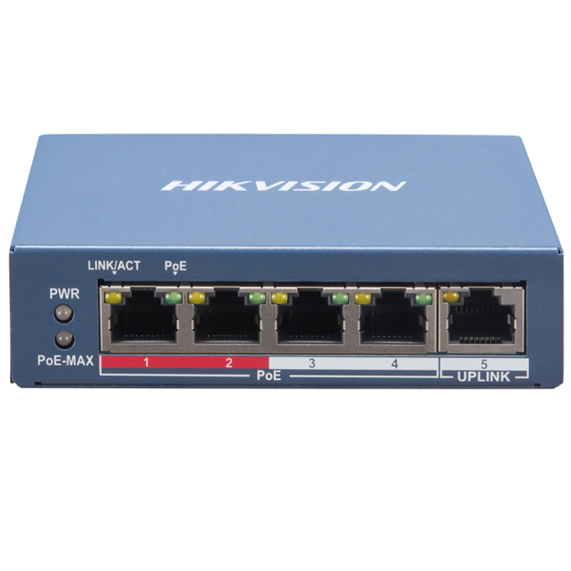 DS-3E1105P-EI - Switch PoE 4+1, Smart Management, 60W - Hikvision | 6941264052876