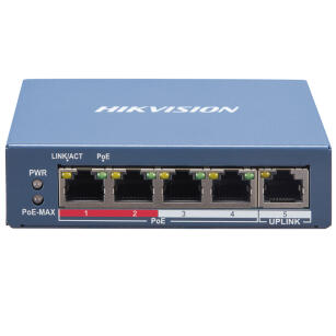 DS-3E1105P-EI - Switch PoE 4+1, Smart Management, 60W - Hikvision | 6941264052876