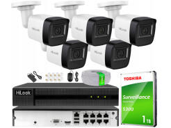 Zestaw do Monitoringu IP 4Mpx , 5 Kamer IP, Rejestrator 8ch PoE - HiLook by Hikvision | IPCAM-B4-P + NVR-8CH-4MP/8P