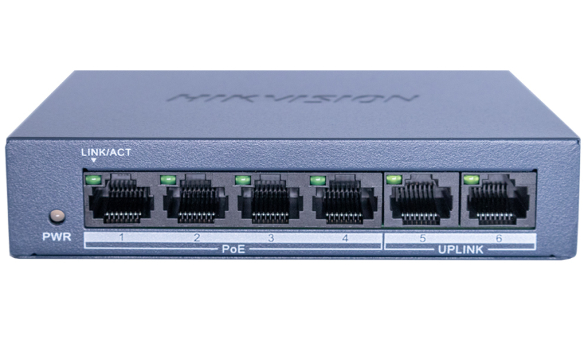 DS-XS0106-P - Switch PoE 4+2, niezarządzalny, 45W - Hikvision | DS-XS0106-P