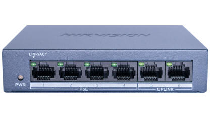DS-XS0106-P - Switch PoE 4+2, niezarządzalny, 45W - Hikvision | DS-XS0106-P