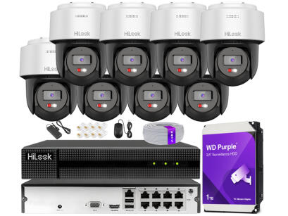 Zestaw do Monitoringu IP 4Mpx, 8 Kamer obrotowych PTZ-N4MP-P, Smart Hybrid Light, Rejestrator 8ch PoE - HiLook by Hikvision | PTZ-N4MP-P + NVR-8CH-4MP/8P