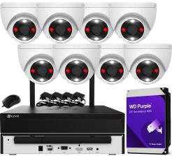 Zestaw Monitoringu WiFi 3Mpx, 8 Kamer Kopułkowych CS-H4 2K , Dual Light + Autotracking, Audio - EZVIZ | CS-H4 3Mpx (x8) WIFI KIT