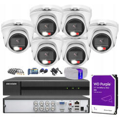 Zestaw do monitoringu TurboHD, 6 kamer Hybrid Light 5Mpx, rejestrator 8ch - HiLook by Hikvision | TVICAM-T5M-20DL + DVR-8CH-5MP