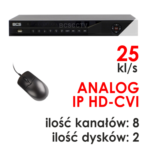 BCS-CVR08022M-II - Rejestrator 8-kanałowy 1080P HD-CVI - BCS