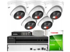 Zestaw do Monitoringu IP 4Mpx 5 Kamer IPCAM-T4-30DL, Hybrid Light, Rejestrator 8ch - HiLook by Hikvision | IPCAM-T4-30DL + HWN-2108MH