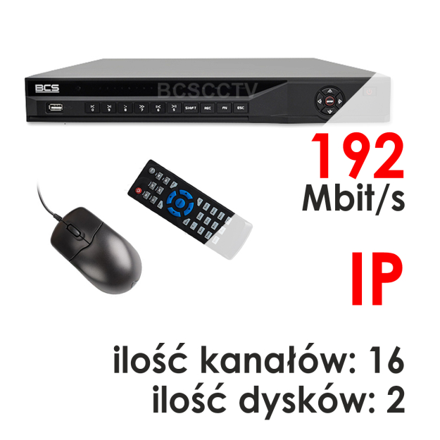 BCS-NVR1602-4K - Rejestrator 16-kanałowy 12 Mpix 4K IP - BCS