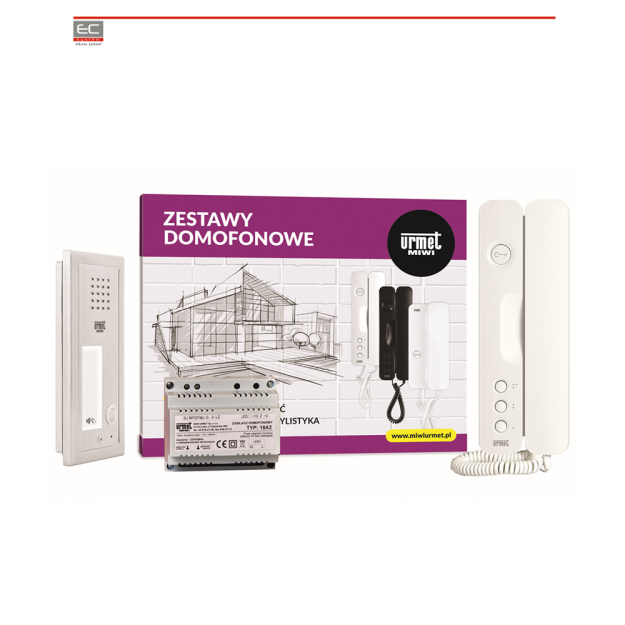 6025/401-RF - Zestaw domofonowy analogowy jednorodzinny z podtynkowym panelem ELITE z czytnikiem RFID i unifonem SIGNO - MIWI-URMET | 5903878054913