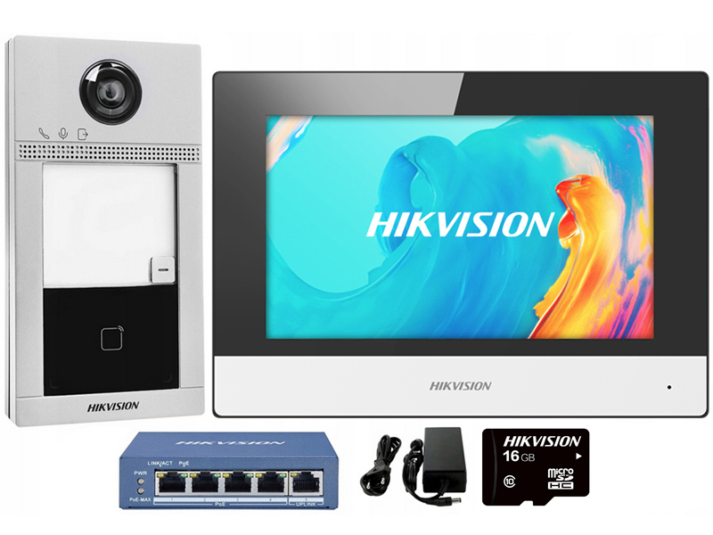 DS-KIS604-S - Zestaw wideodomofonowy Villa IP, Mifare, PoE - Hikvision | 6941264036418