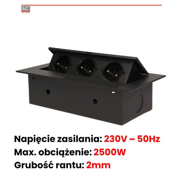 OR-AE-1371 - Gniazda wpuszczone w blat z płaskim rantem, 3x2P+Z - ORNO | OR-AE-1371