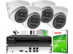 Zestaw do Monitoringu IP 4Mpx , 4 Kamery IP, Rejestrator 4ch PoE - HiLook by Hikvision | IPCAM-T4-P + NVR-4CH-4MP/4P