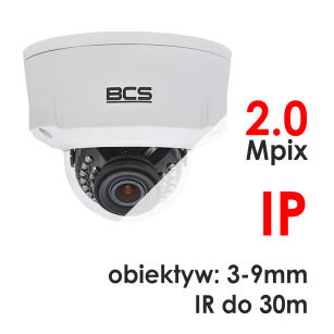 BCS-DMIP5200AIR - Kamera kopułkowa 2.0 Mpix IP 3-9mm IR 30m microSD - BCS