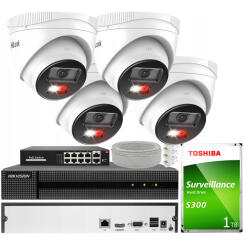 Zestaw do Monitoringu IP 4Mpx 4 Kamery IPCAM-T4-30DL, Hybrid Light, Rejestrator 8ch - HiLook by Hikvision | IPCAM-T4-30DL + HWN-2108MH