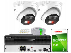 Zestaw do Monitoringu IP 4Mpx 2 Kamery IPCAM-T4-30DL, Hybrid Light, Rejestrator 4ch z PoE, MD 2.0 - HiLook by Hikvision | IPCAM-T4-30DL + NVR-4CH-5MP/4P