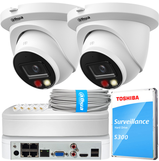 Zestaw do Monitoringu IP 4Mpx, 2 Kamery IPC-HDW2449TM-S-IL-0280B, Dual Light, PoE - DAHUA | IPC-HDW2449TM-S-IL-0280B(X2) POE KIT