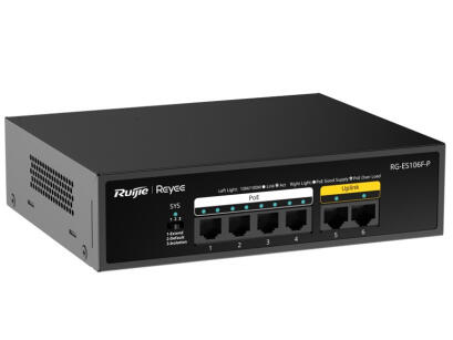 RG-ES106F-P - Switch PoE 4+2 10/100Mb/s, niezarządzalny, 54W - Reyee by Ruijie | RG-ES106F-P