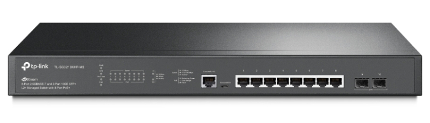 SG3210XHP-M2 - Switch zarządzalny JetStream, 8x PoE+ 2.5GBASE-T, 2x SFP+ 10 GE - TP Link | SG3210XHP-M2